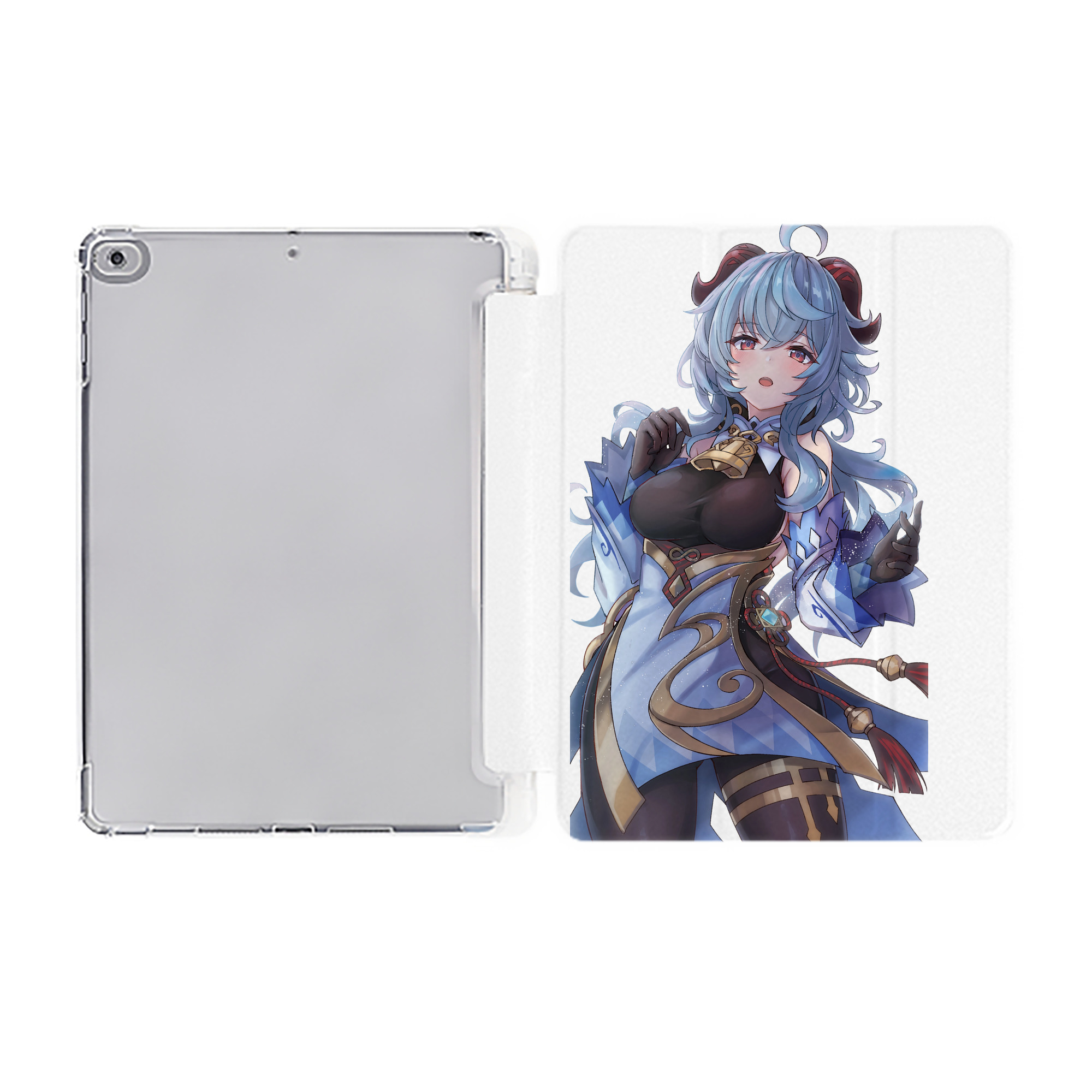 げんし神 甘雨 かんう genshin Ganyu IPad ケース ペン収納付き 三つ折りスタンド PUレザー×シリコン 対応機種9.5/10.5/10.9インチ